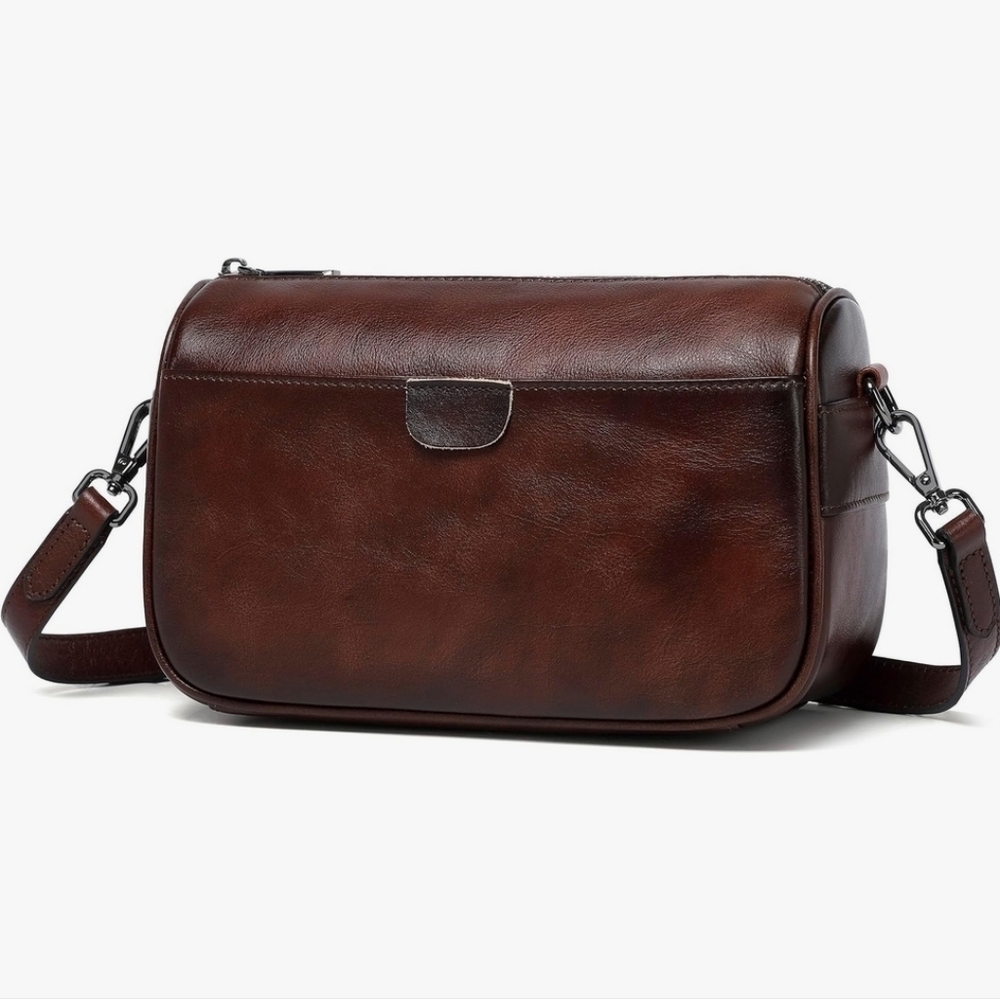 NIB Genuine Leather Medium Crossbody Shoulder Purse Bag Casual Handbag 2 Straps